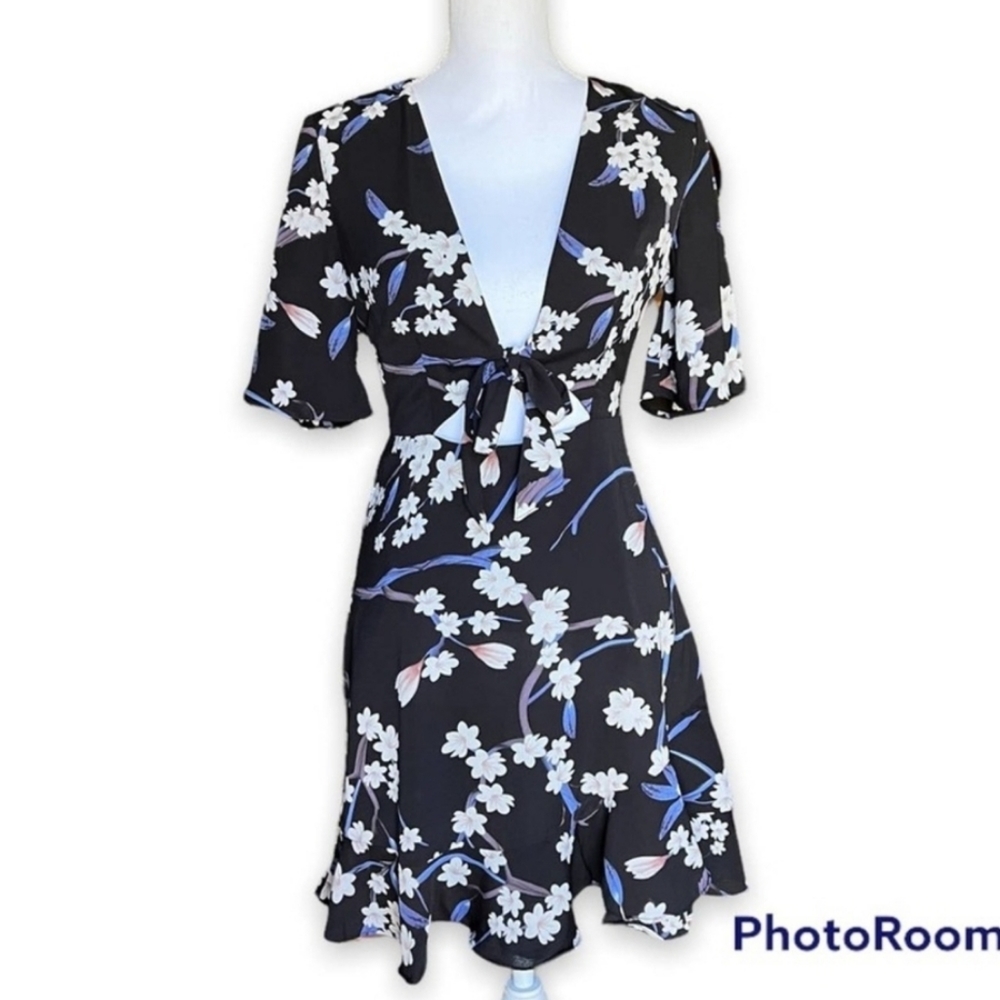 Floral tie front dress
